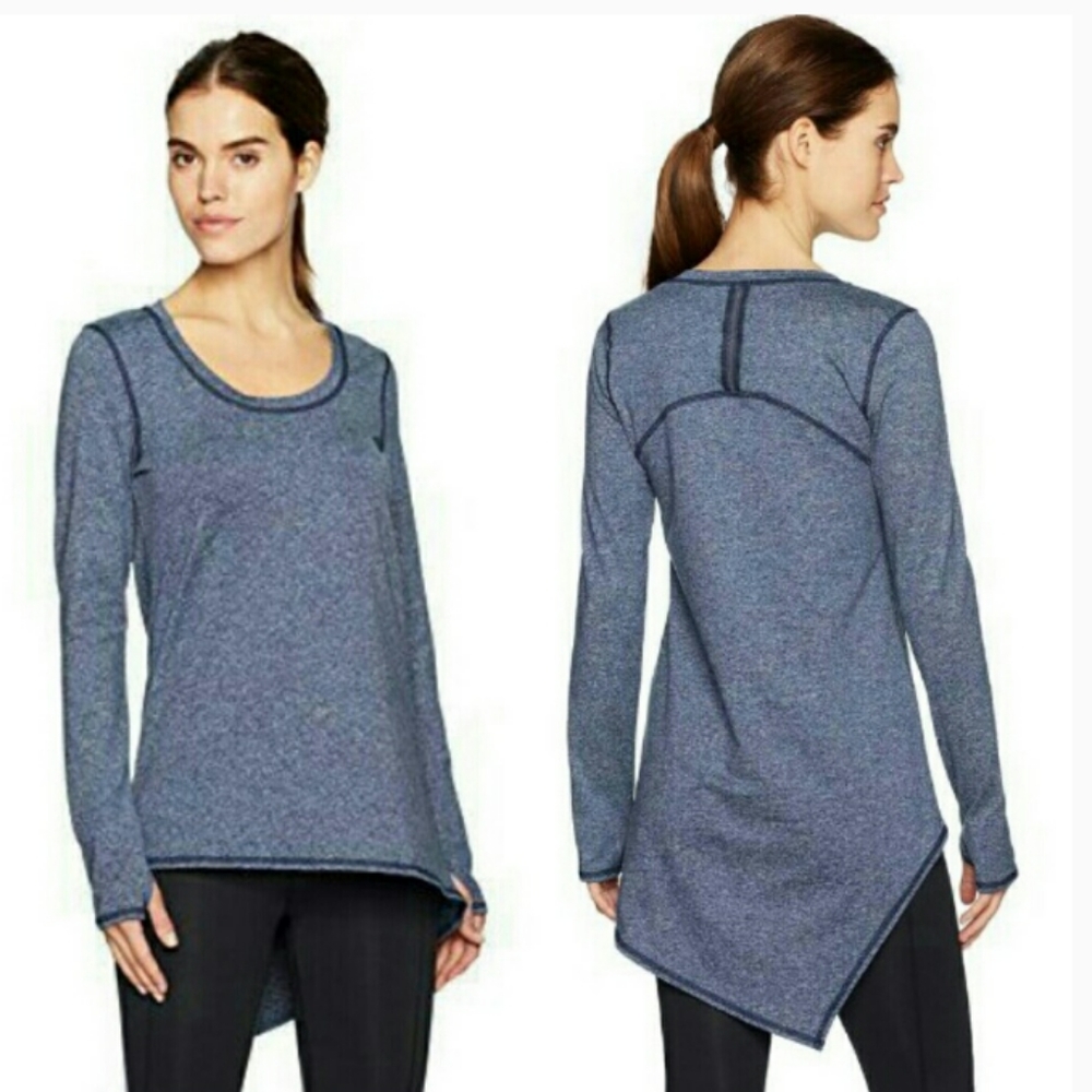 SPLENDID asymmetric hem activewear workout long sleeve top Size Large